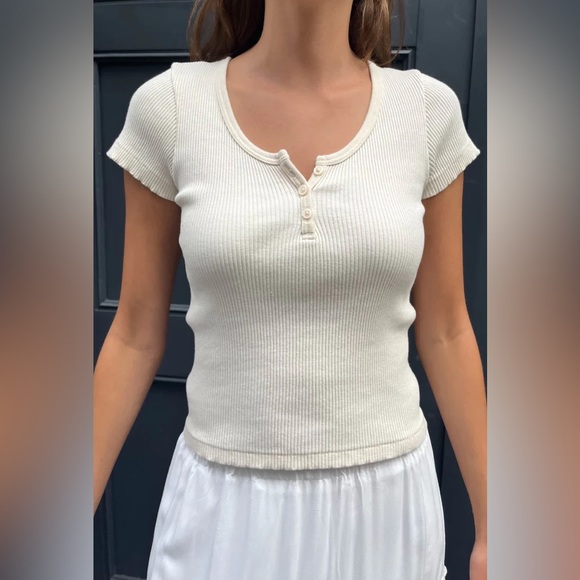 Brandy Melville Tops Brandy Melville Cream Zelly Ribbed 3 Button